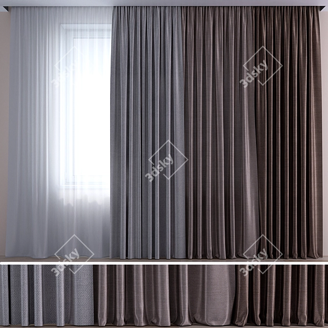 Tulle Curtains for Elegant Windows 3D model image 1