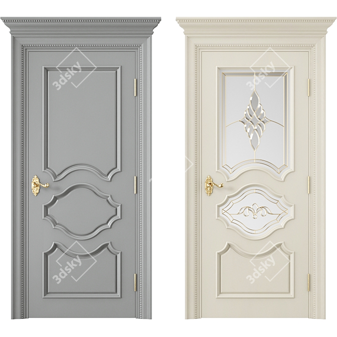 Modern Interior Door 3D Model 3D model image 1