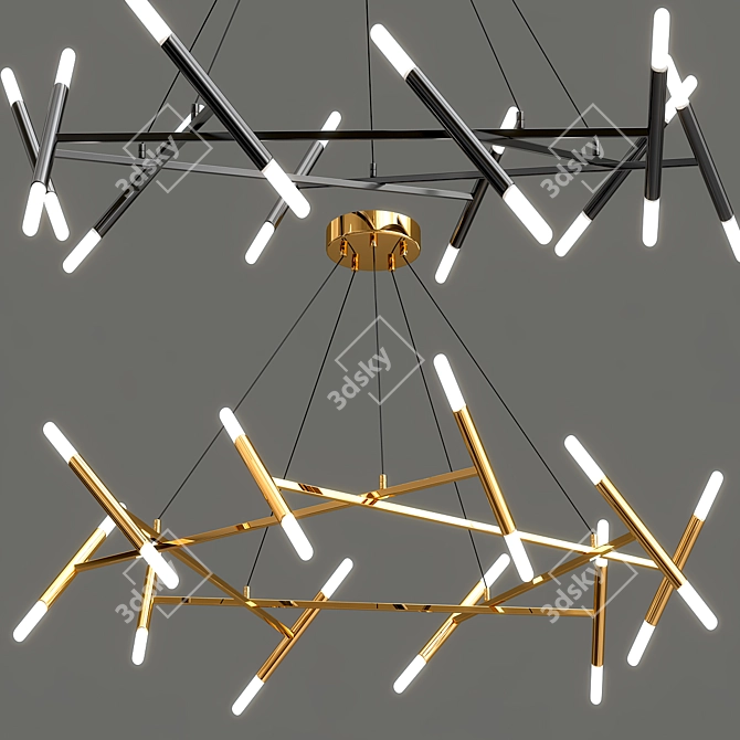Luxury Pentagon Chandelier 3D model image 2