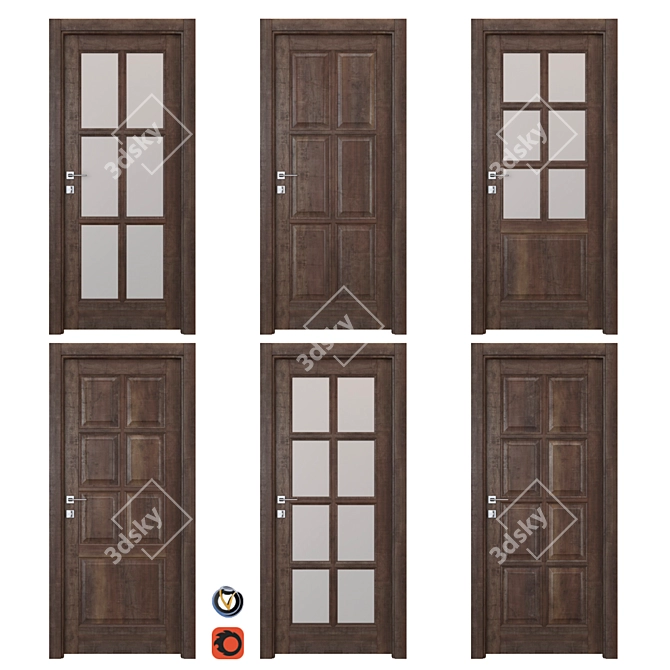 Dante (Holz) Interior Doors - 6-Piece Set (Part 4) 3D model image 1