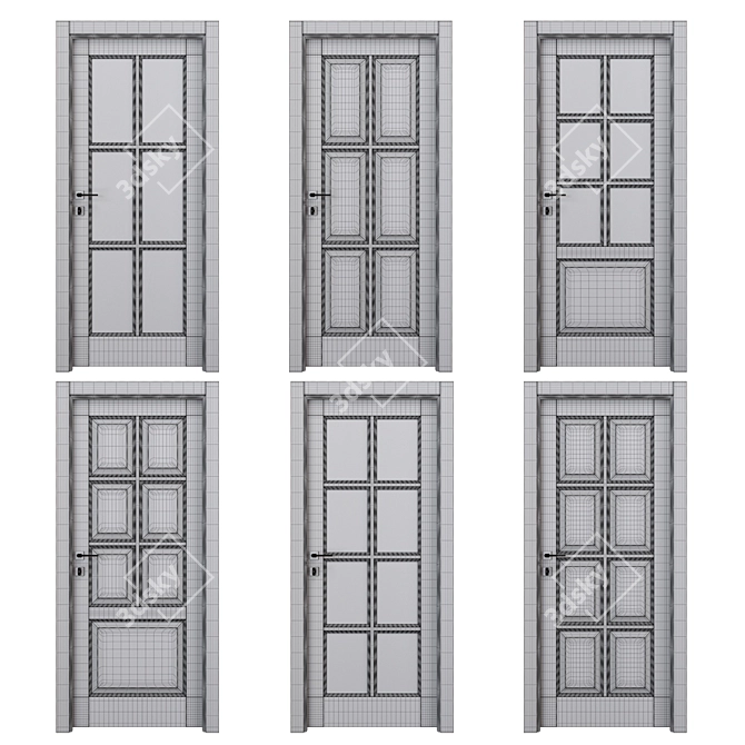 Dante (Holz) Interior Doors - 6-Piece Set (Part 4) 3D model image 2