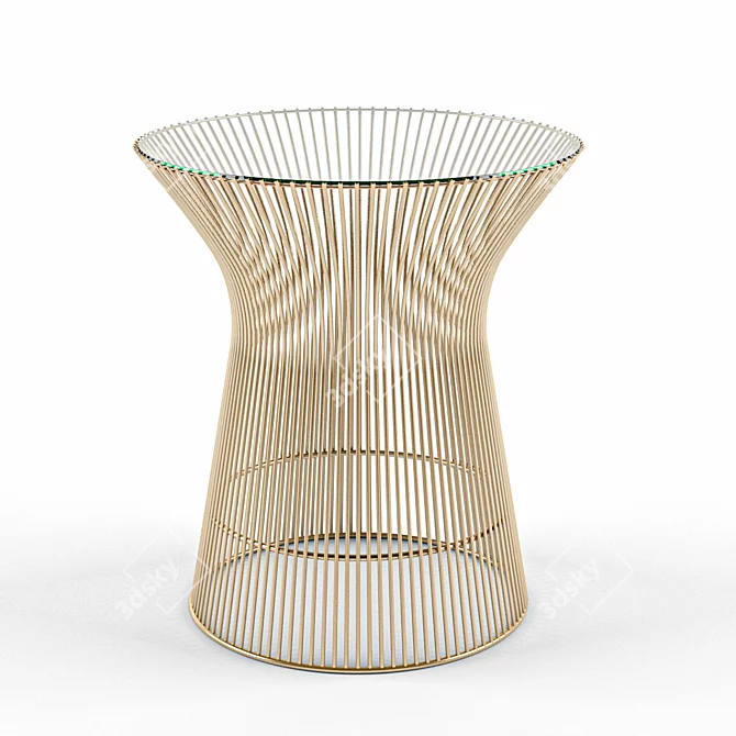 Elegant Crystal Steel Side Table 3D model image 1