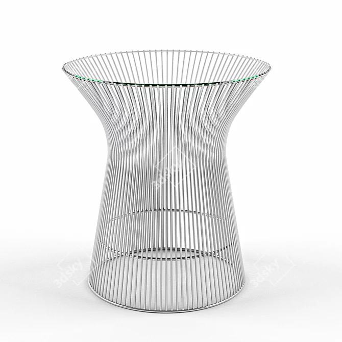 Elegant Crystal Steel Side Table 3D model image 2