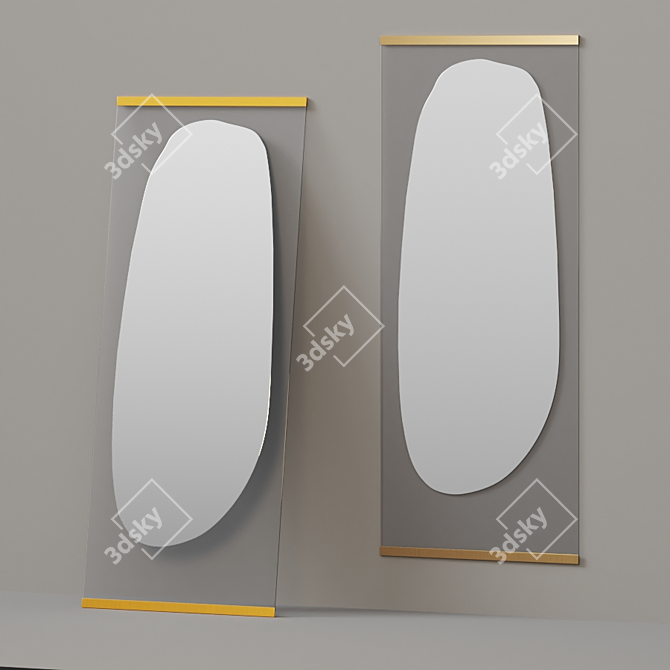 Organic Reflection: Japanese Inspired Mirror 3D model image 3