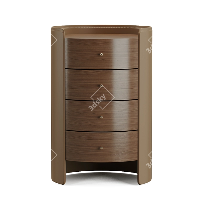 Walnut & Leather AM PM Chest of Drawers & Sideboards 3D model image 2