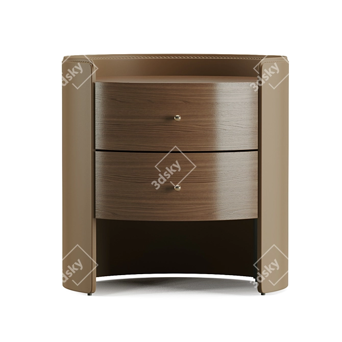Walnut & Leather AM PM Chest of Drawers & Sideboards 3D model image 3