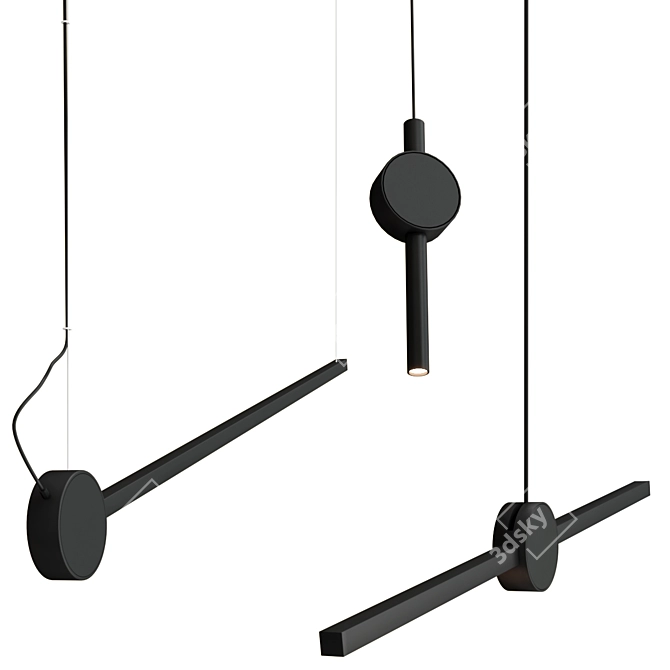 Sleek Black Pendant Lamp Collection 3D model image 1