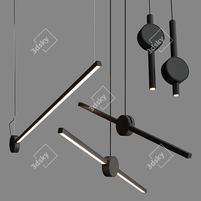 Sleek Black Pendant Lamp Collection 3D model image 2