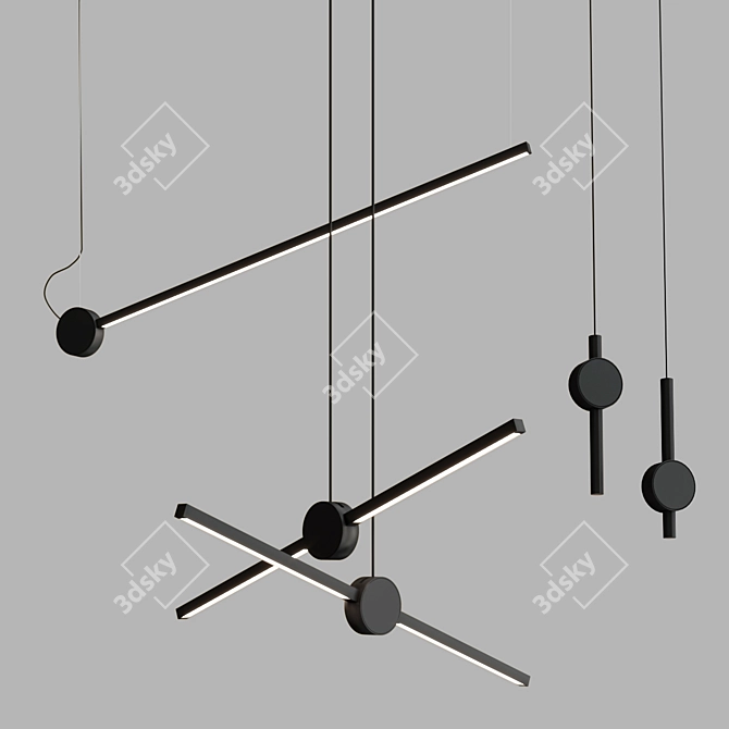Sleek Black Pendant Lamp Collection 3D model image 3