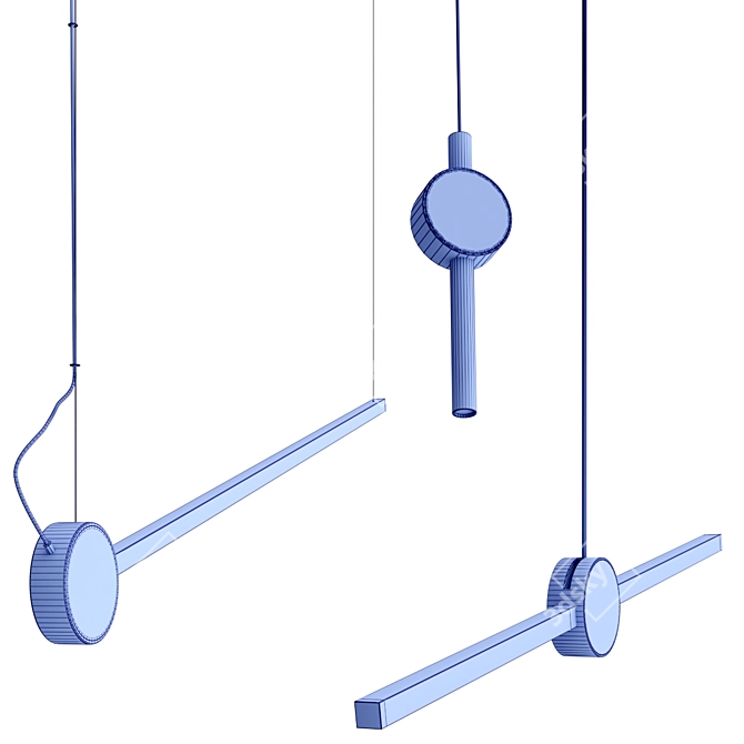 Sleek Black Pendant Lamp Collection 3D model image 4