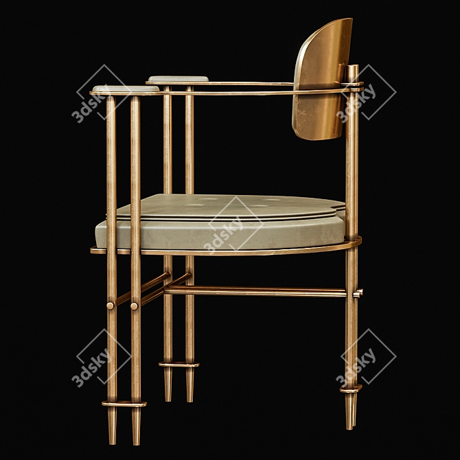 Elegant Episode Armchair: Aged Brass & Leather Selection 3D model image 2