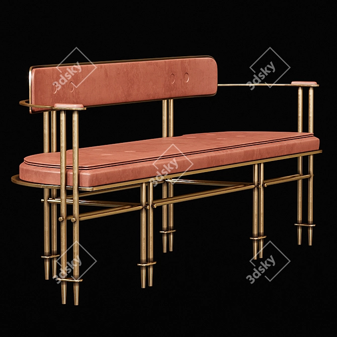 Apparatus Episode Settee: Luxe Leather and Metal Masterpiece 3D model image 2