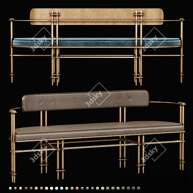 Apparatus Episode Settee: Luxe Leather and Metal Masterpiece 3D model image 5
