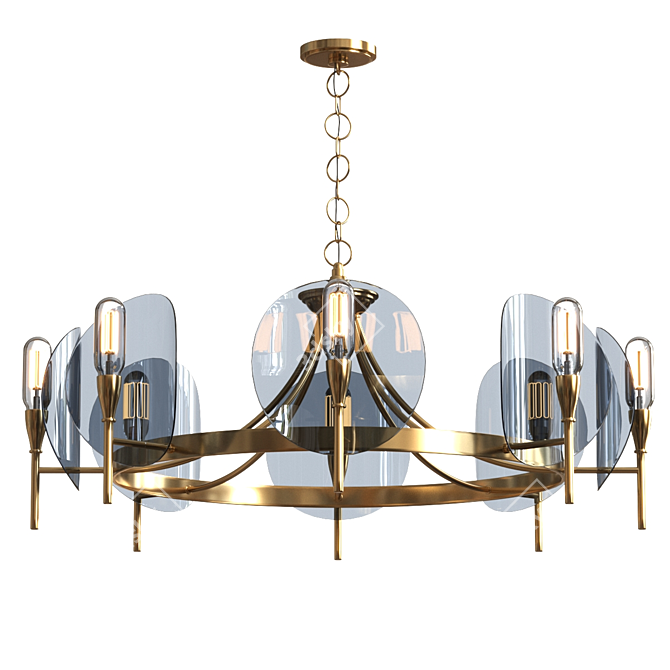 Smoked Lucite Disc Chandelier: Elegant Illumination 3D model image 1