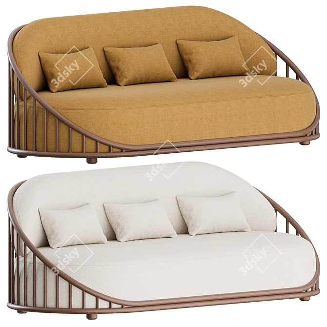 Cask Boucle 3-Seater Sofa 3D model image 1