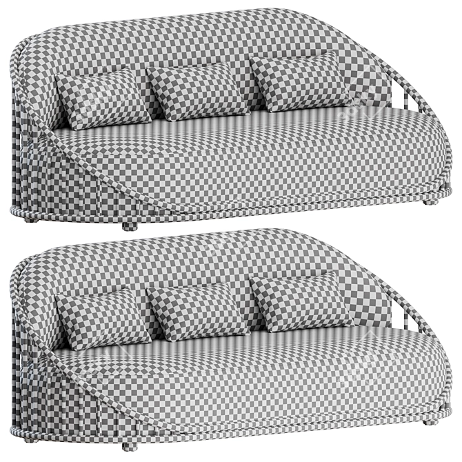 Cask Boucle 3-Seater Sofa 3D model image 2