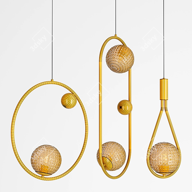 Elegant Hoop Drop Pendant 3D model image 3