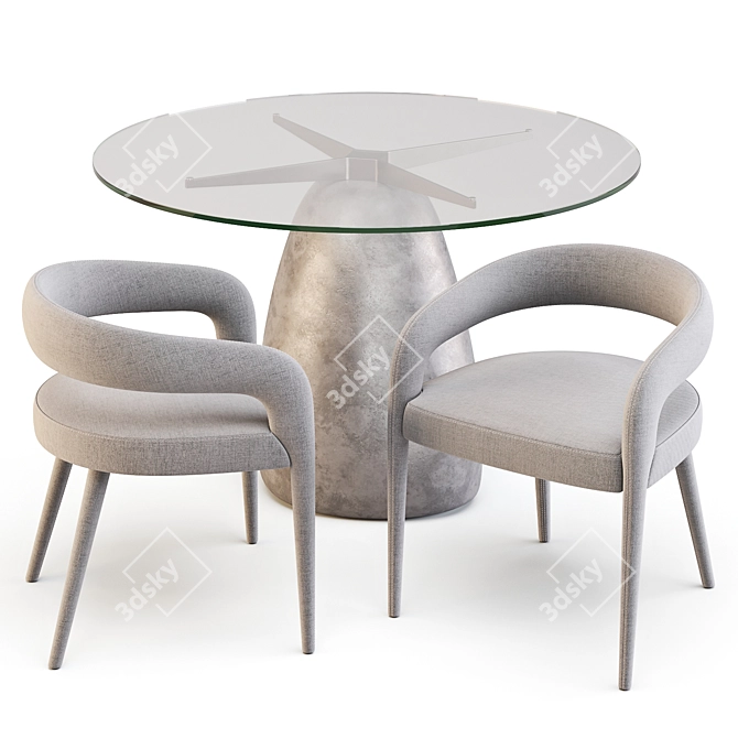 CB2 Ivory Dining Set: Contemporary Design 3D model image 1