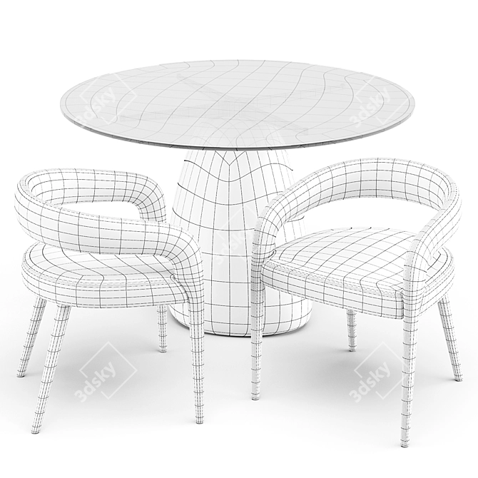 CB2 Ivory Dining Set: Contemporary Design 3D model image 4