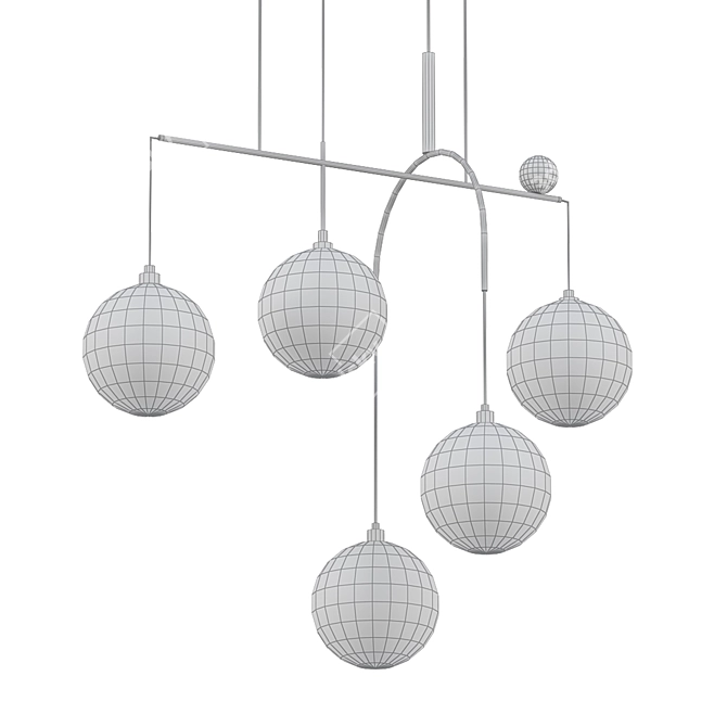 Modern Five Hanging Balls Chandelier 3D model image 2