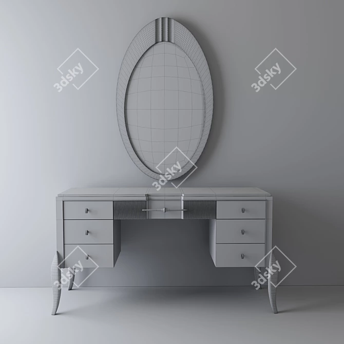 Elegant Ribbed Dressing Table 3D model image 3