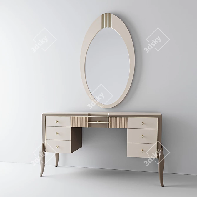 Elegant Ribbed Dressing Table 3D model image 4