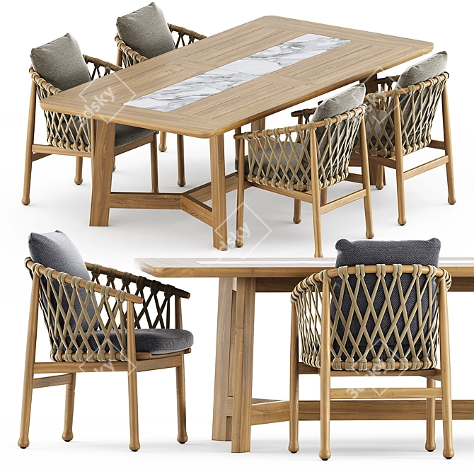 Ginestra Outdoor Set: Stylish Chairs & Table 3D model image 1