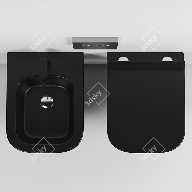 Sophisticated Schwarz Matt Bidet 3D model image 2