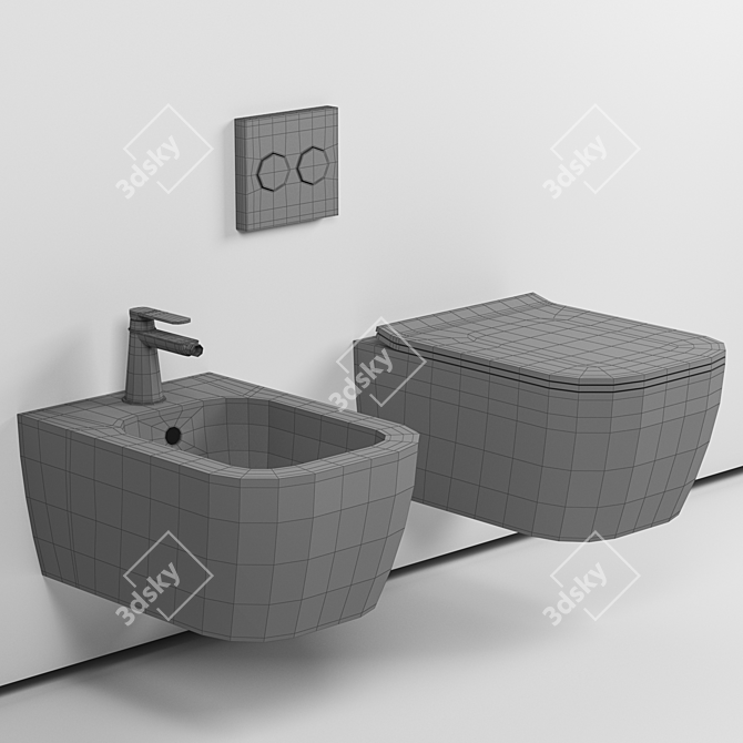 Sophisticated Schwarz Matt Bidet 3D model image 3