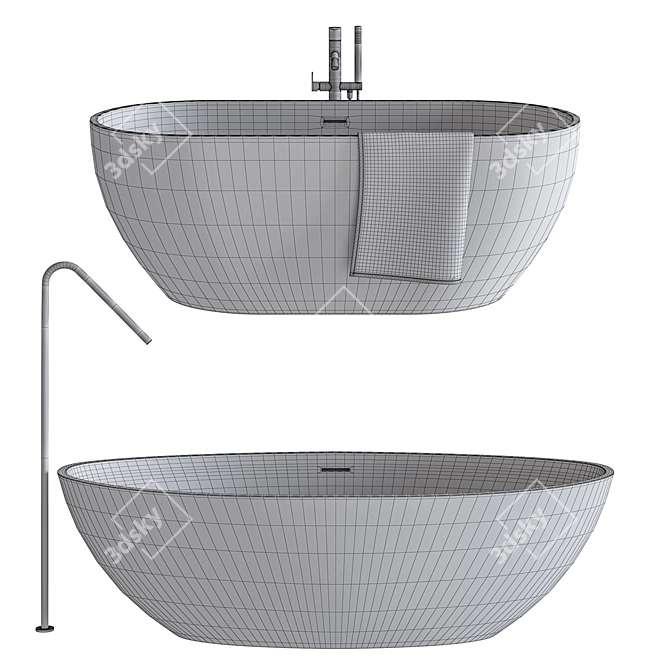 Luxurious Treesse Bathtub Set 3D model image 5