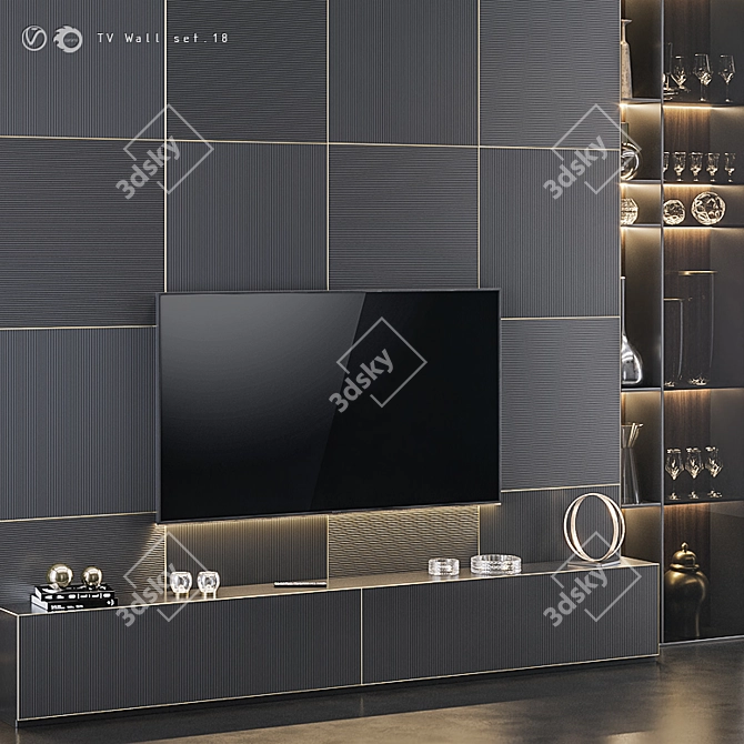 Modern TV Wall Unit Set 3D model image 3