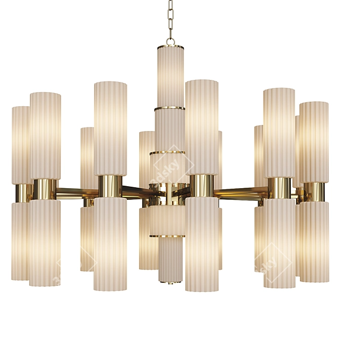 Elegant Gold Glass Chandelier 3D model image 1