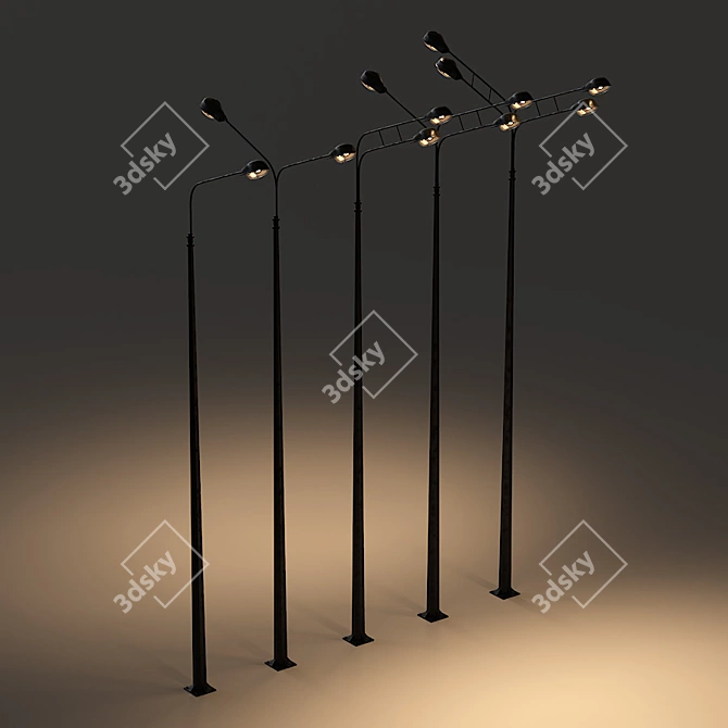 Urban Luminaire Poles 3D model image 3