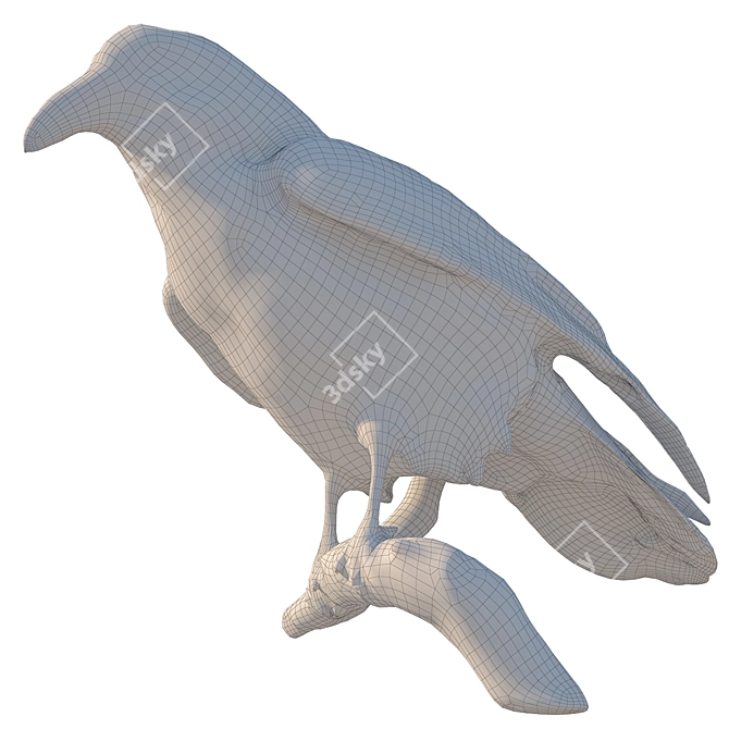 3D Crow Sculpture | 11,554 Polygons 3D model image 3