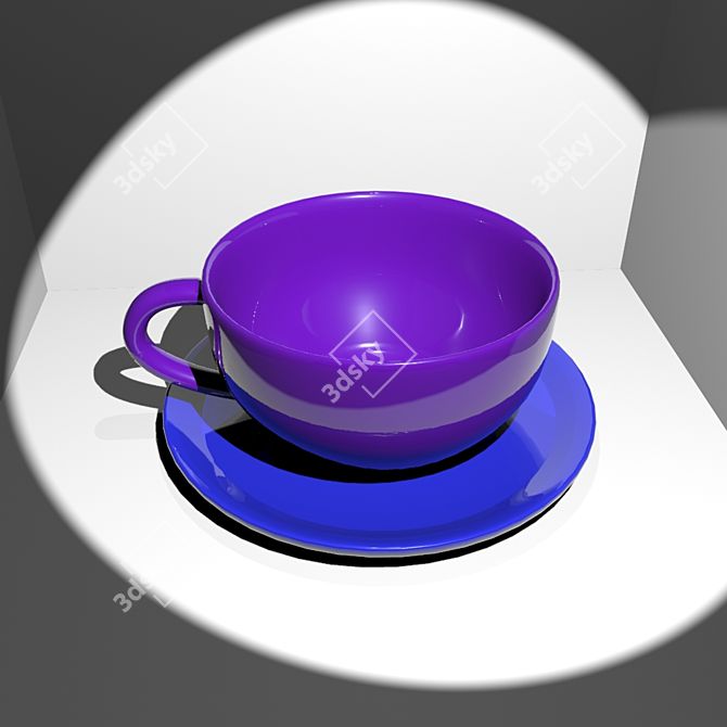 Elegant Cup & Saucer Set 3D model image 1