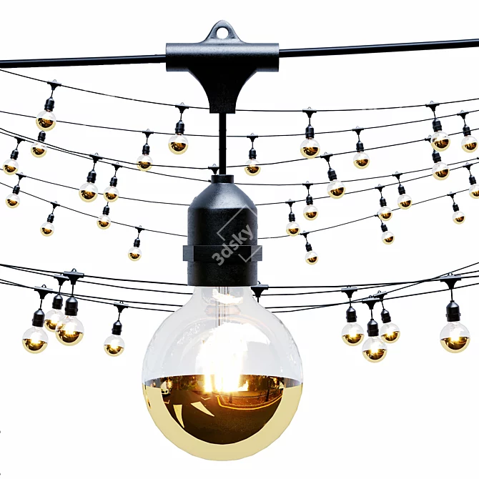 Golden Glow LED String Lights 3D model image 1