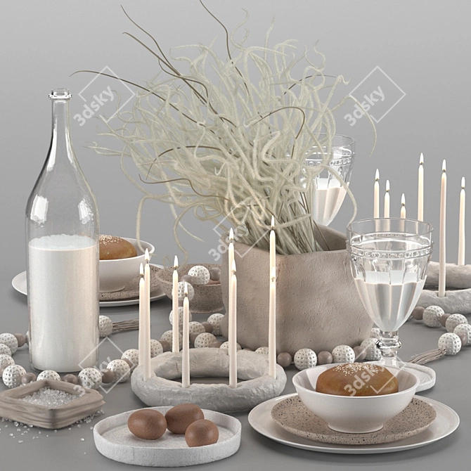 Elegant Table Setting: Complete Set 3D model image 2