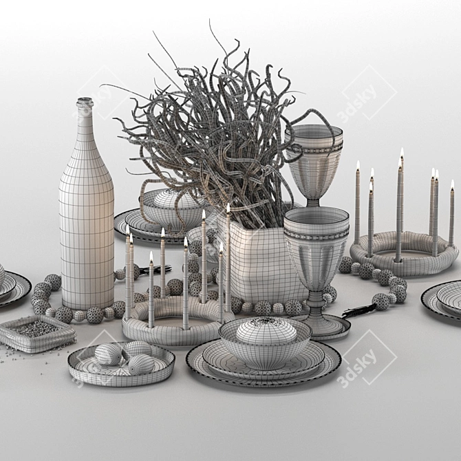 Elegant Table Setting: Complete Set 3D model image 5