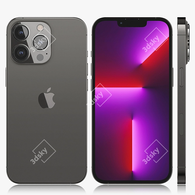 Sleek Graphite Apple iPhone 13 Pro 3D model image 1