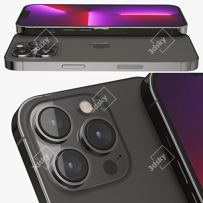 Sleek Graphite Apple iPhone 13 Pro 3D model image 3