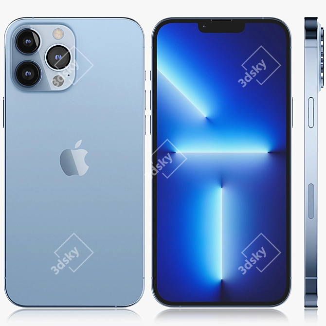 Sierra Blue iPhone 13 Pro MAX: Stunning Rendering 3D model image 1