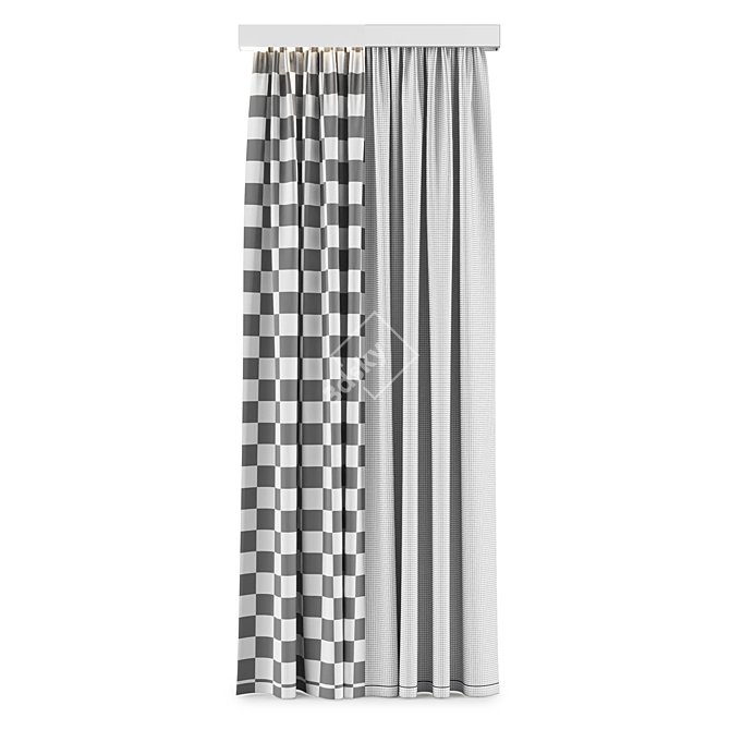 Versatile Curtain Set with Tulle 3D model image 7