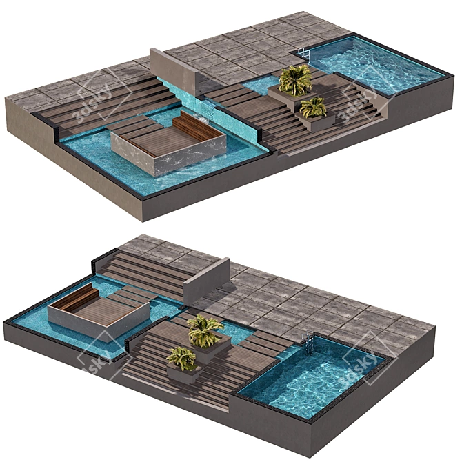 Crystal Clear Water Pool 3D model image 3