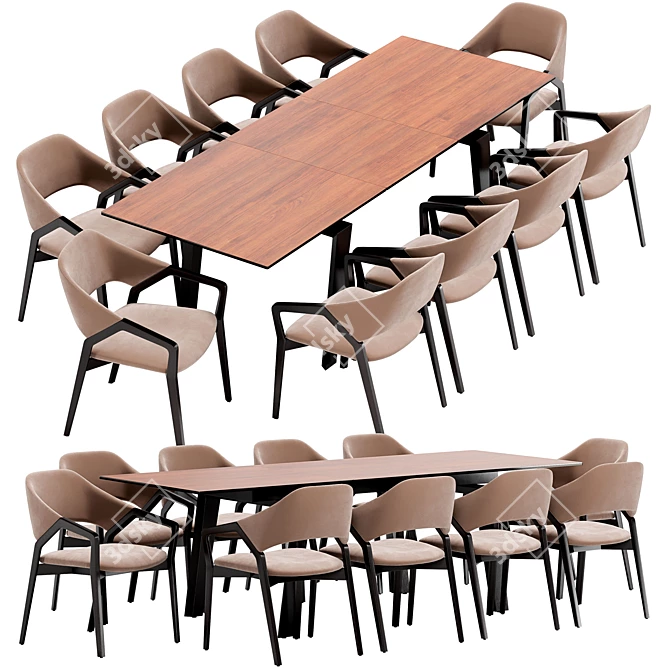 Elegant Angel Cerda Dining Set 3D model image 3