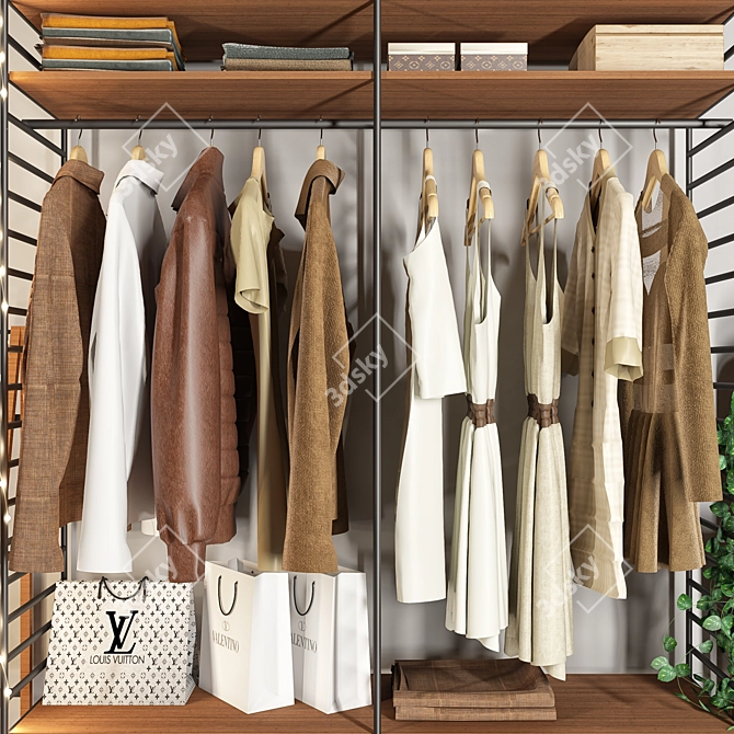 Versatile Wardrobe with Accessories 3D model image 2