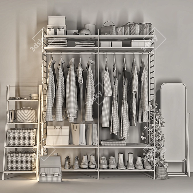 Versatile Wardrobe with Accessories 3D model image 6