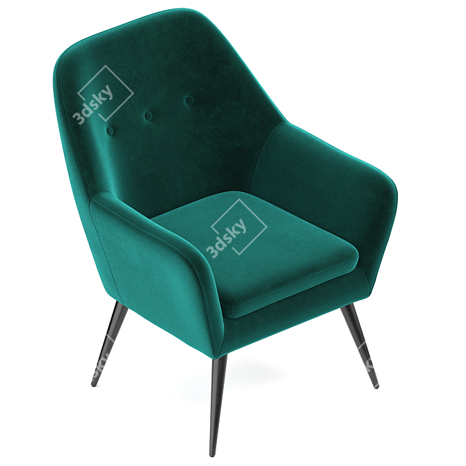 Luxurious Memphis Velvet Armchair 3D model image 4