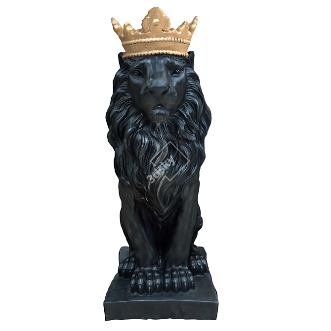 Majestic Lion King Sculpture 3D model image 4