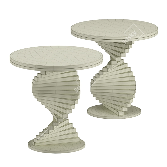 Title: Marble-top Modern Side Table 3D model image 2