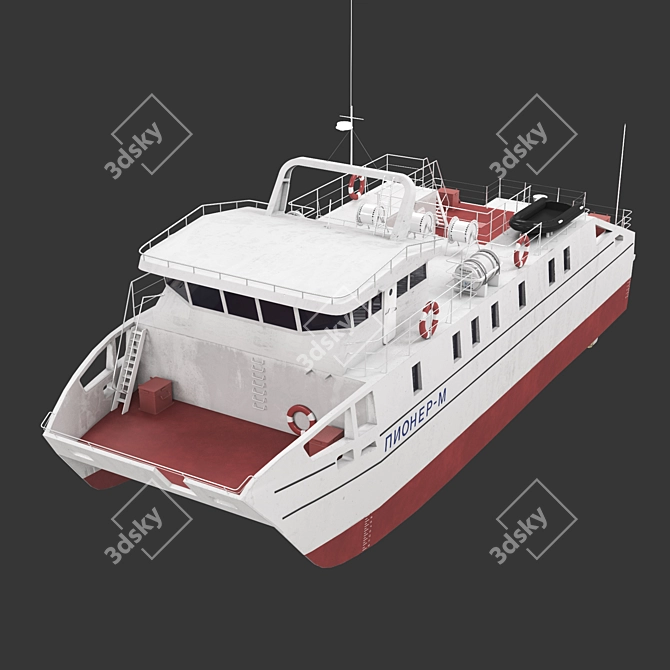 Pioneer-M: Cutting-Edge Research Catamaran 3D model image 1